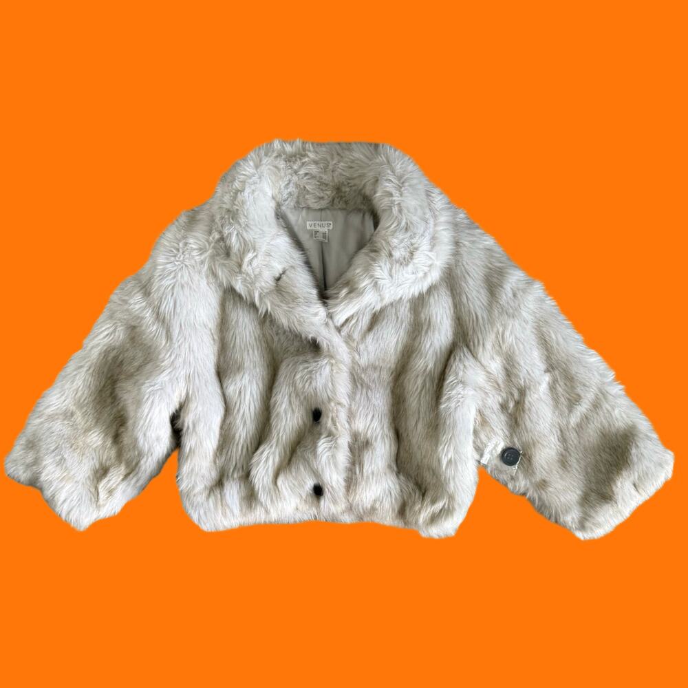 Venus Faux Fur Coat Y2K Mob Wife Glam Jacket Medium *NWOT*